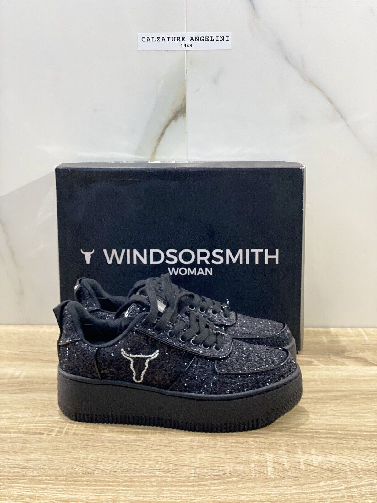 Windsor Smith Sneaker Donna Rosine Glitter Nero Limited Edition 38