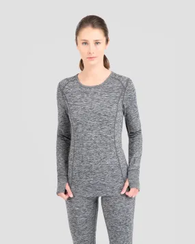 WOMEN'S CLOUD NINE MIDWEIGHT PERFORMANCE BASELAYER SCOOP SHIRT SMALL DARK GREY MELANGE