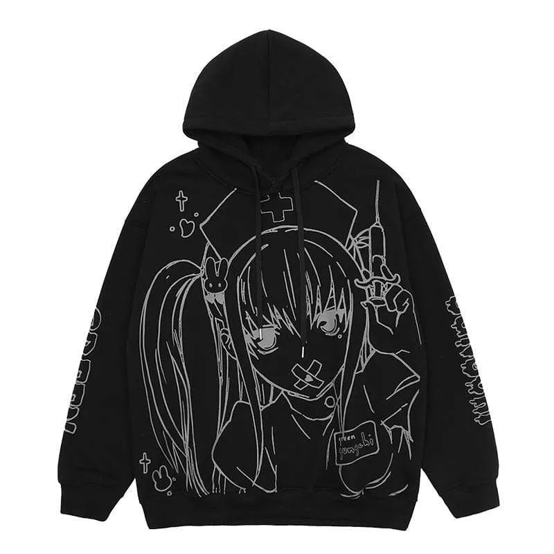 Women's Goth Girl Printed Casual Hoodies