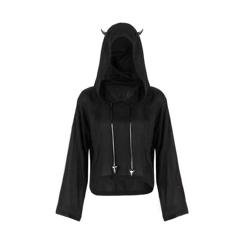 Women's Gothic Devil Horns Casual Hoodies