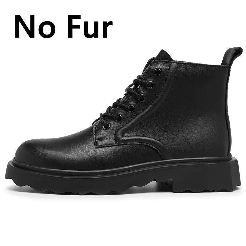 Xituodai  New Men  Boots Motorcycle Men Boots Winter Soft Leather Shoes Men Black Winter Platform Snow Boots Men Winter Plush Bo