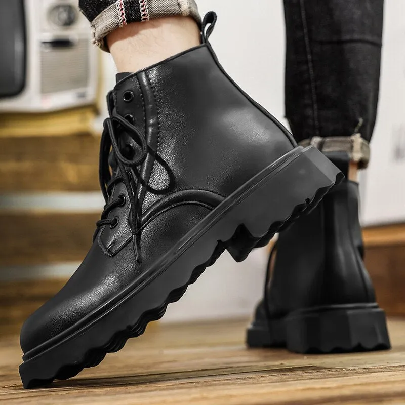 Xituodai  New Men  Boots Motorcycle Men Boots Winter Soft Leather Shoes Men Black Winter Platform Snow Boots Men Winter Plush Bo