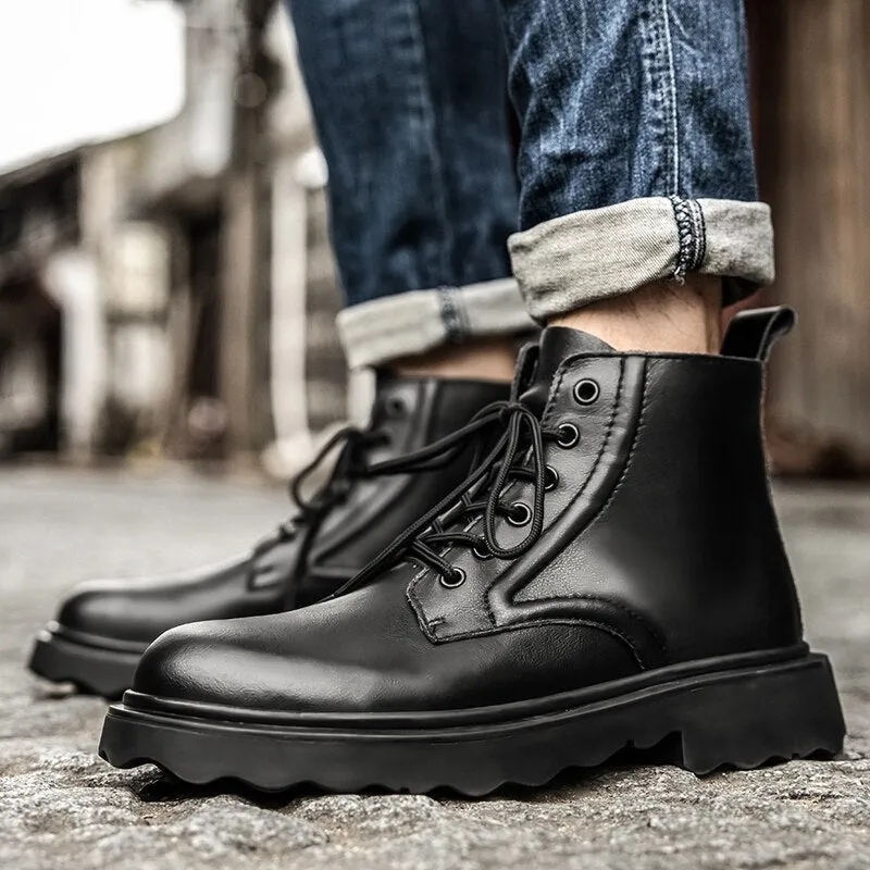 Xituodai  New Men  Boots Motorcycle Men Boots Winter Soft Leather Shoes Men Black Winter Platform Snow Boots Men Winter Plush Bo