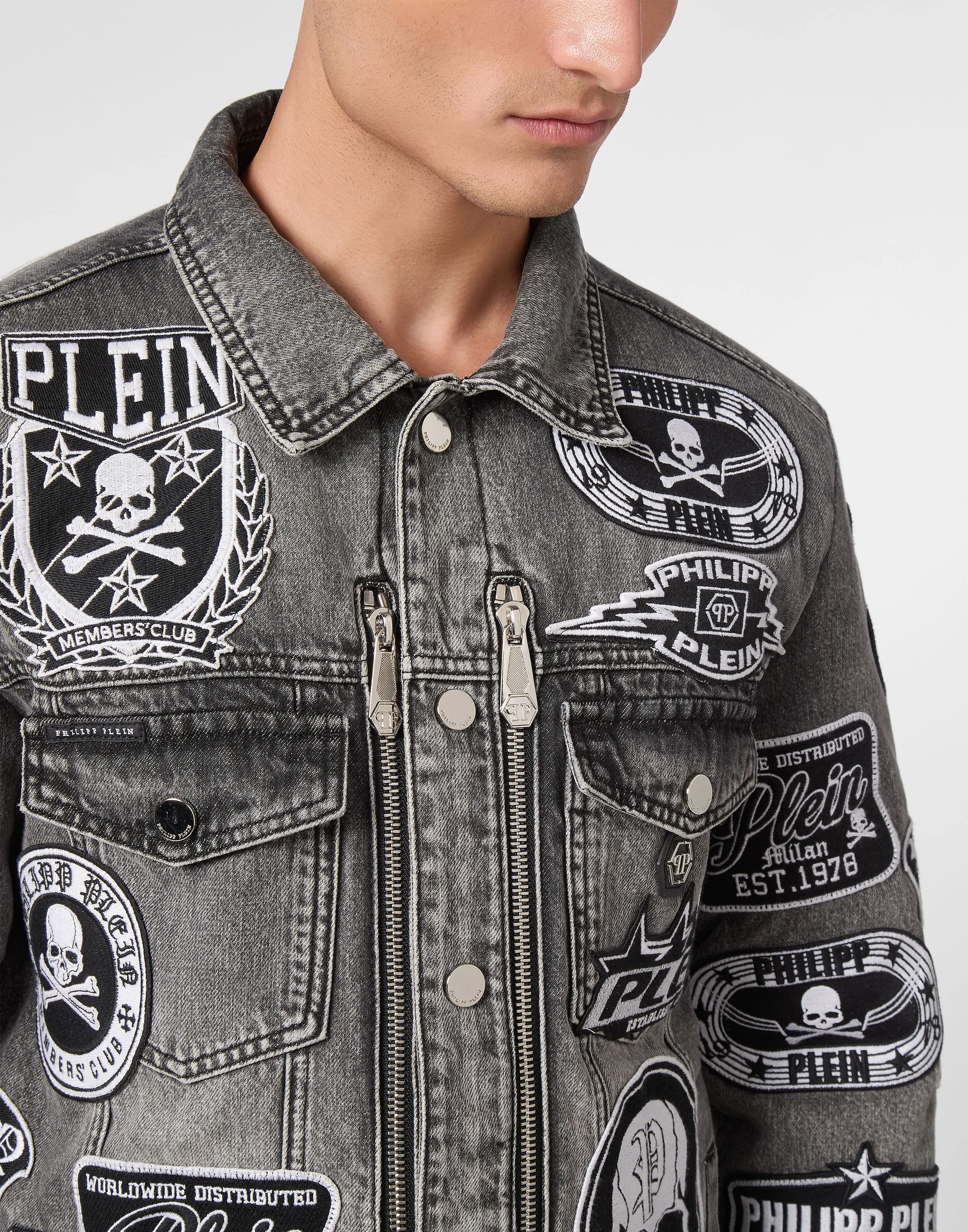 Zipped Denim Jacket Patches